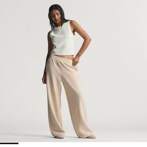 adidas Wide-Leg Pull-On Pants in Light Beige
